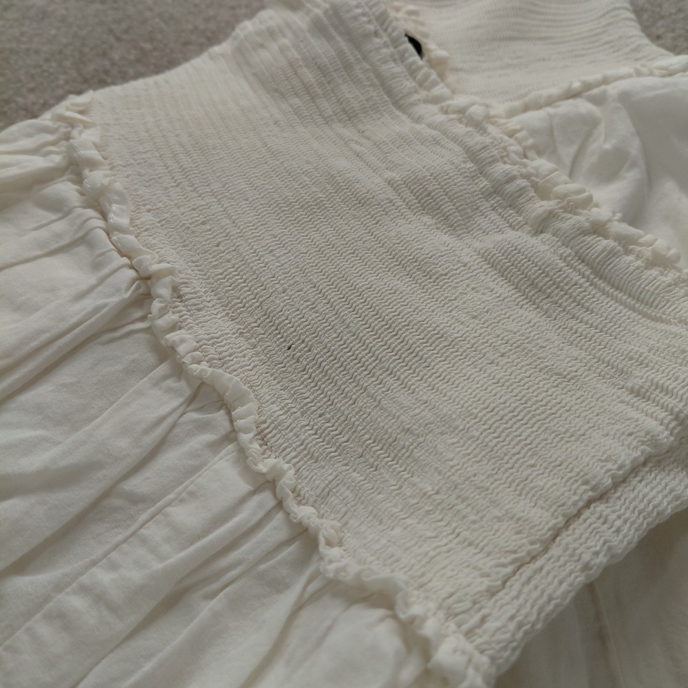 BITTEN Size 14 Cream Cotton Lined Pleated Tiered Maxi Skirt Country CottageCore - Picture 3 of 10